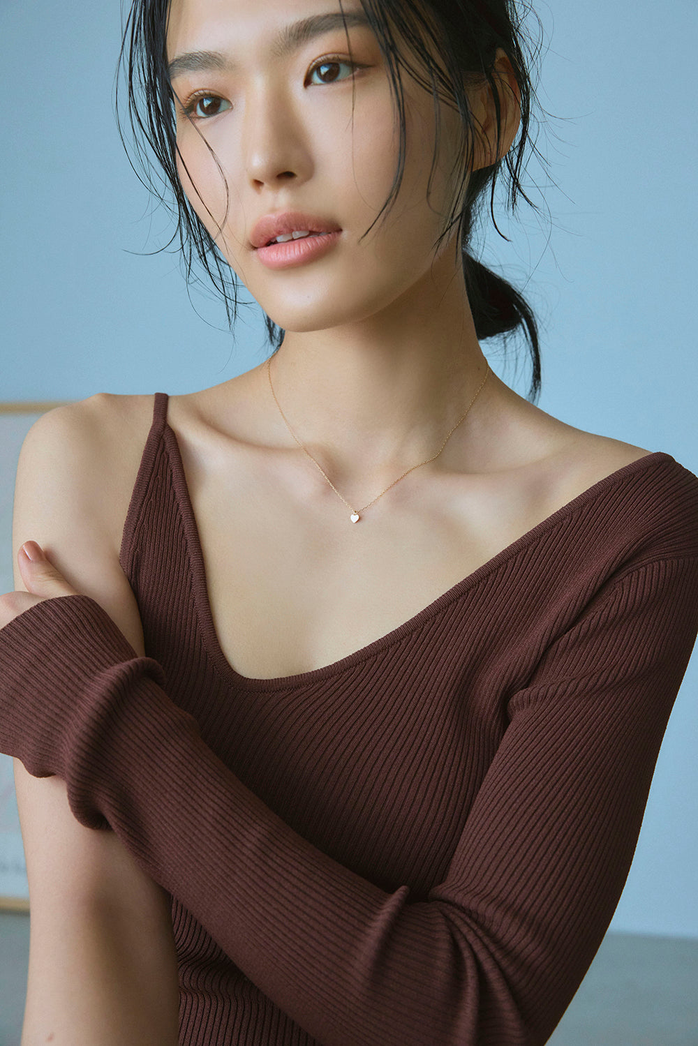 ハートスキンネックレス – プレーンライン